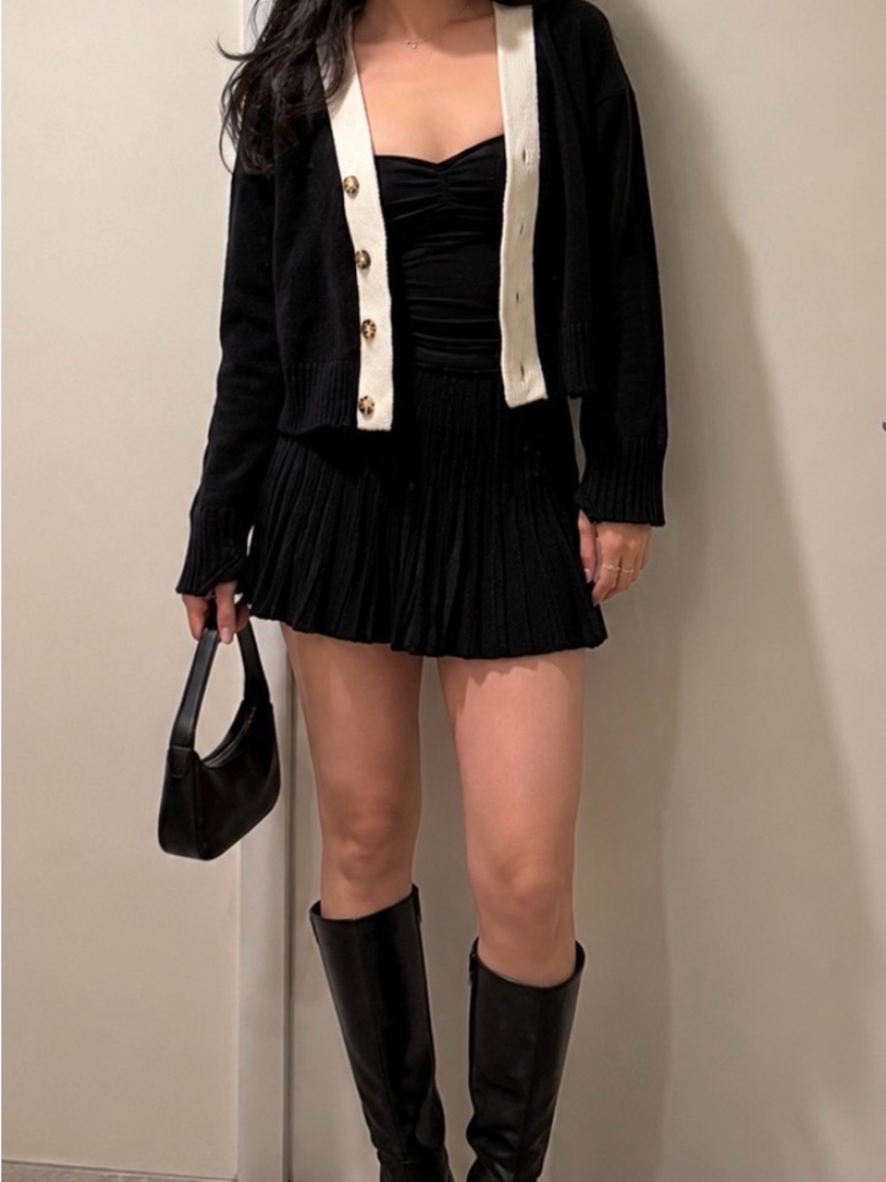 Philosophy black & white cardigan